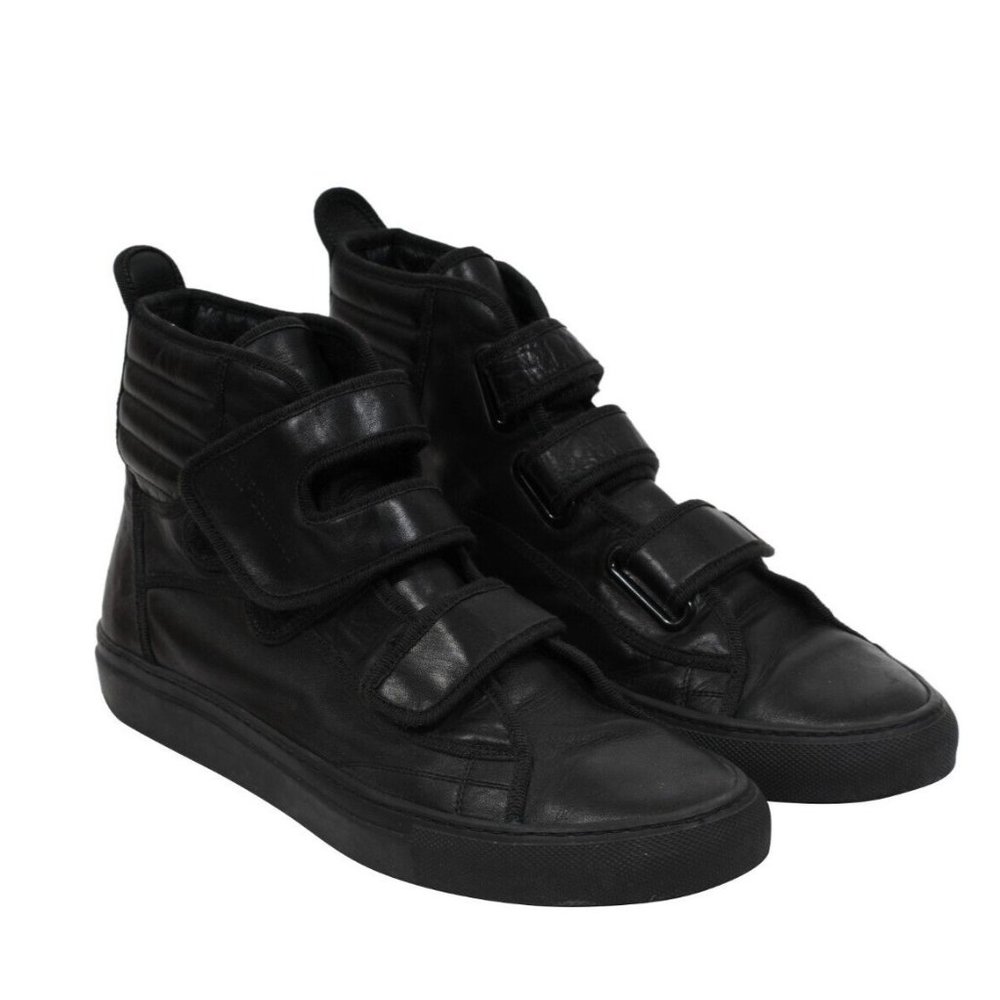 Raf Simons Mens Carry Over Strap Sneakers US8 41 Black Leather High Tops OG 2015